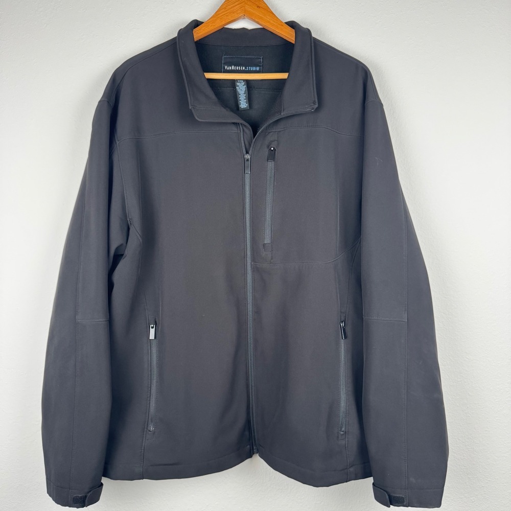 Van Heusen Studio Softshell Jacket Mens XXL Black Excellent Outdoor Casual
